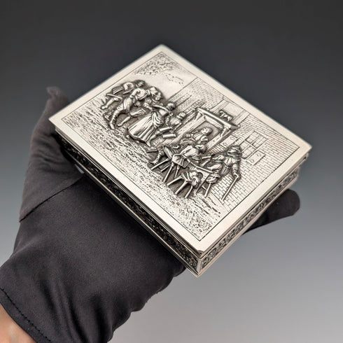 1948 Dutch Vintage Silver Cigarette Box with Wooden Interior