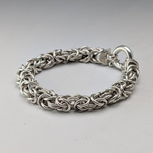 Vintage sterling silver Byzantine chain bracelet, 28g