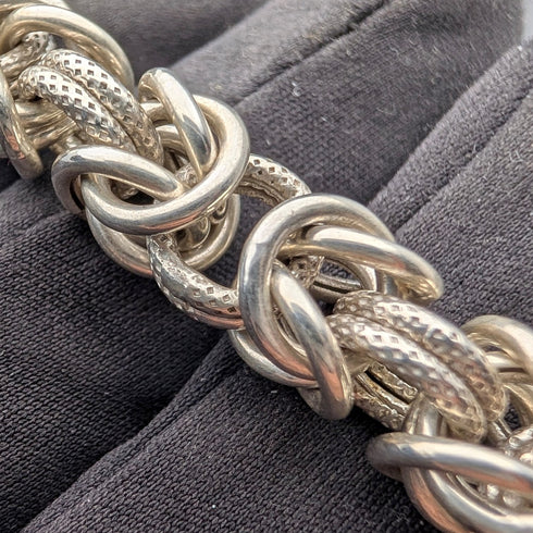 Vintage sterling silver Byzantine chain bracelet, 28g