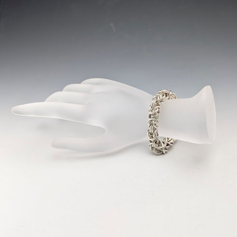 Vintage sterling silver Byzantine chain bracelet, 28g