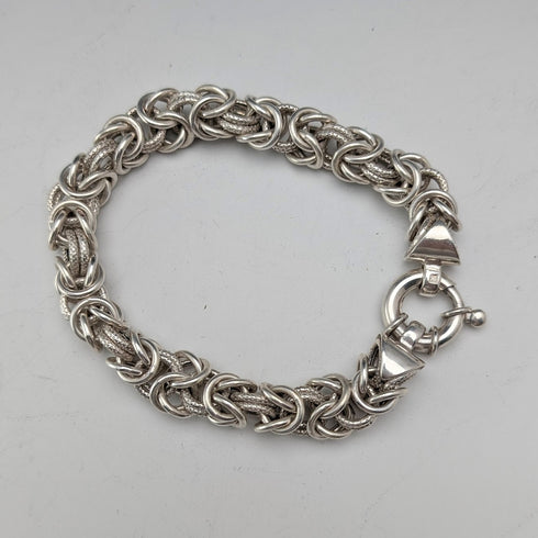Vintage sterling silver Byzantine chain bracelet, 28g