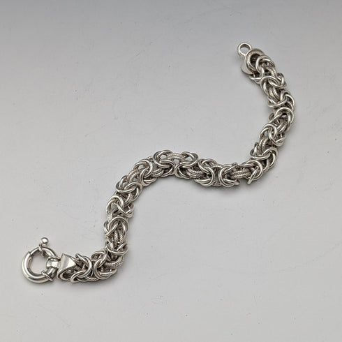 Vintage sterling silver Byzantine chain bracelet, 28g