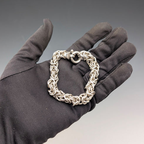 Vintage sterling silver Byzantine chain bracelet, 28g