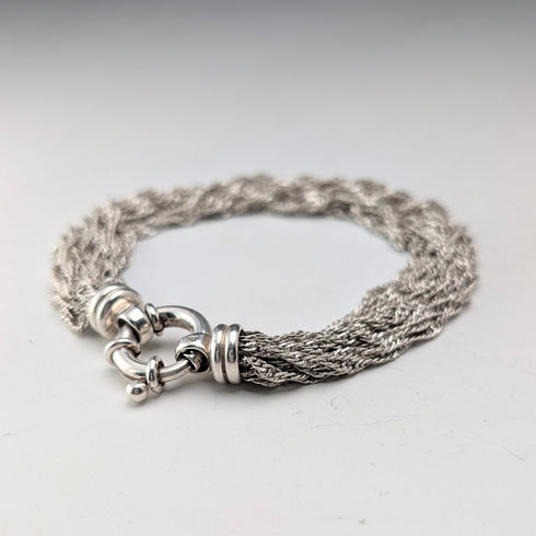 Italian Vintage Sterling Silver Multi-Twist Chain Bracelet, 28g, MILOR