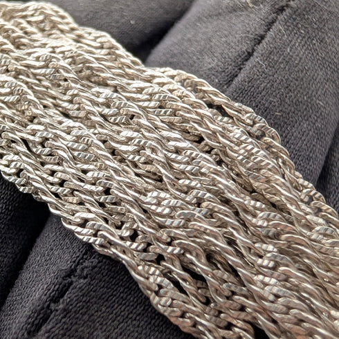 Italian Vintage Sterling Silver Multi-Twist Chain Bracelet, 28g, MILOR