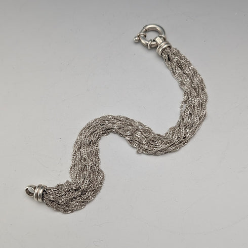 Italian Vintage Sterling Silver Multi-Twist Chain Bracelet, 28g, MILOR