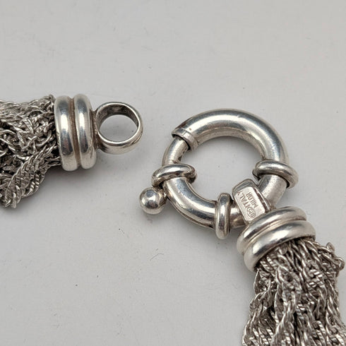 Italian Vintage Sterling Silver Multi-Twist Chain Bracelet, 28g, MILOR