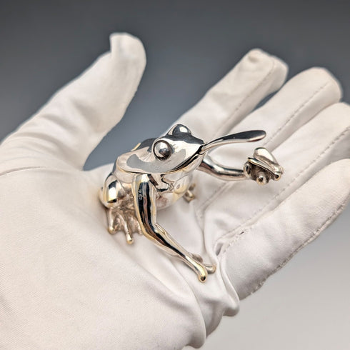 英国ヴィンテージ フロッグデザイン 純銀製ソルトセラー 計131g CCP