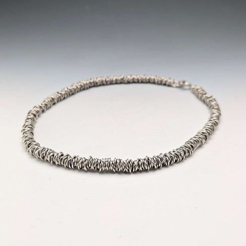British Vintage Sterling Silver Coil Design Chain Necklace, 46cm, 91g, HH