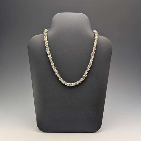 British Vintage Sterling Silver Coil Design Chain Necklace, 46cm, 91g, HH