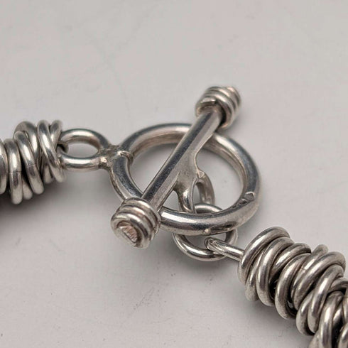 British Vintage Sterling Silver Coil Design Chain Necklace, 46cm, 91g, HH