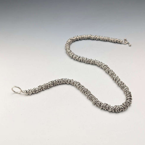 British Vintage Sterling Silver Coil Design Chain Necklace, 46cm, 91g, HH