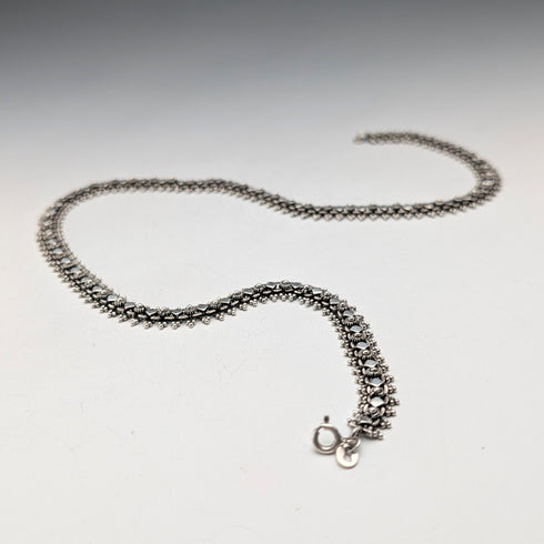 Vintage Sterling Silver Fine Ethnic Chain Necklace, 46cm, 29g