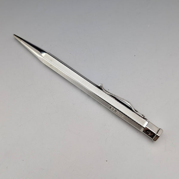 1959 British Vintage Yard O' Red Sterling Silver Hexagonal Push-On Mechanical Pencil
