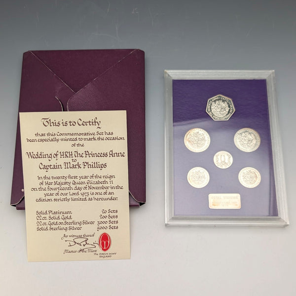 1973 Princess Anne's Wedding Commemorative Pure Silver Coin 6-Coin Set, Silver Weight 50g, Ppbjoy Mint ltd