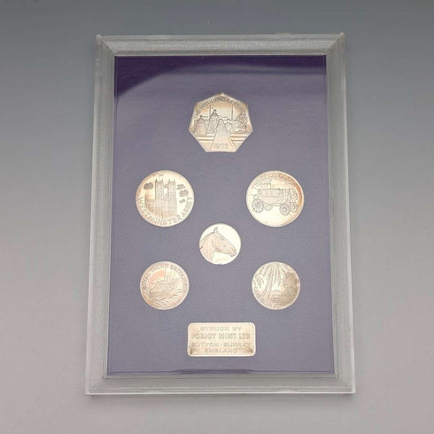 1973年安妮公主婚禮紀念套裝,6枚純銀幣,50克銀,由Ppbjoy Mint Ltd發行