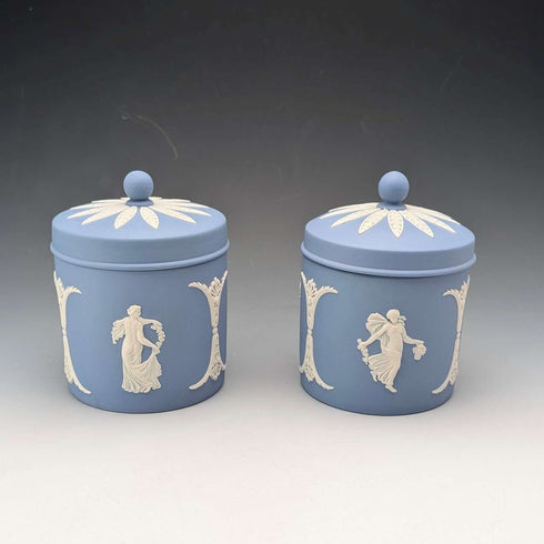 Pair of Vintage British Wedgwood Jasperware Tea Caddy Boxes