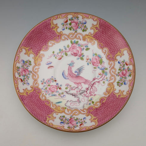 1920年代英國明頓茶杯碟,粉紅色雞蛇圖案,為邁耶商場量身訂製