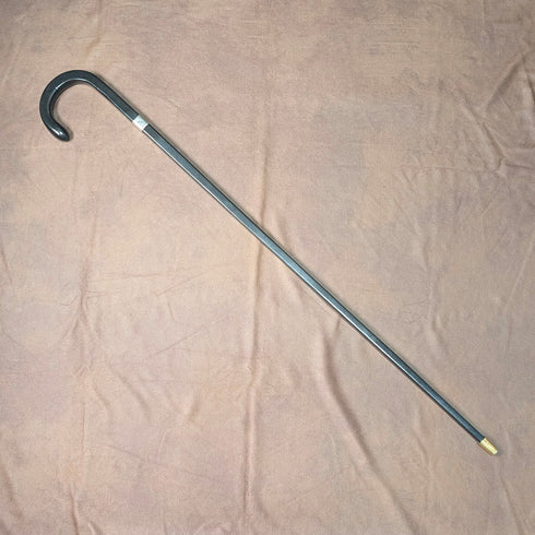 1934 年英國古董方形桿,彎曲手柄,純銀裝飾手杖,85 厘米,J Howell & Co.