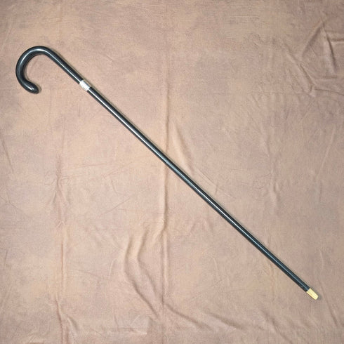 1924年 英国アンティーク 黒軸 曲がりハンドル 純銀装飾 ステッキ 杖 91cm J Howell&Co