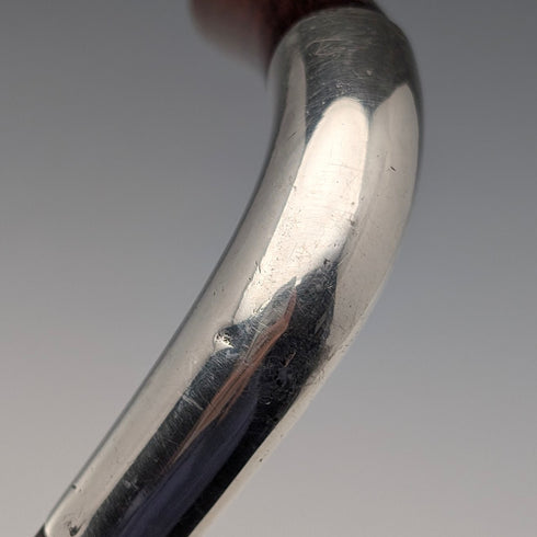 1900年頃 英国アンティーク 茶軸 L字ハンドル 純銀装飾 ステッキ 杖 92cm Julius Klinkhardt