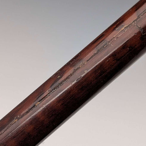 約1900年英國古董棕色手柄L形手柄純銀裝飾手杖,92厘米,朱利葉斯·克林克哈特設計