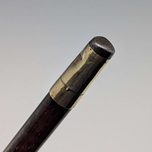 約1900年英國古董棕色手柄L形手柄純銀裝飾手杖,92厘米,朱利葉斯·克林克哈特設計