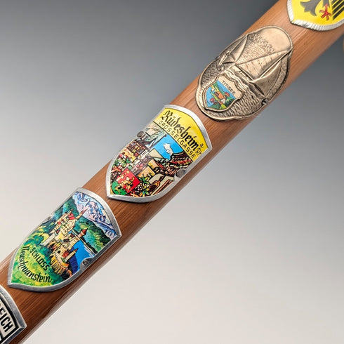 復古北歐登山杖,棕褐色杖身,彎柄,91厘米