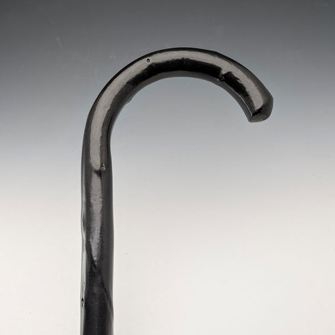 20世紀早期黑色扭曲杖身、彎柄手杖,長90厘米