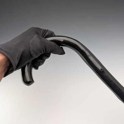 20世紀早期黑色扭曲杖身、彎柄手杖,長90厘米