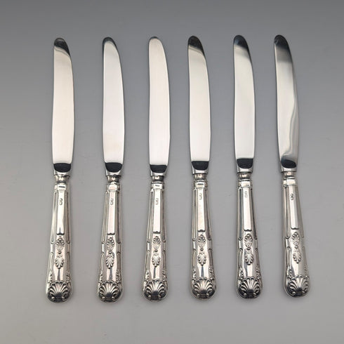 Circa 1961 British Vintage Sterling Silver Handle Tea Knife Set of 6 in Viner's Case