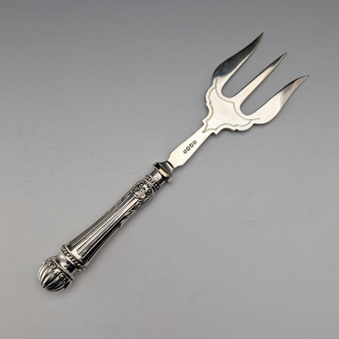 1907年英國威廉耶茨設計的古董純銀柄麵包叉