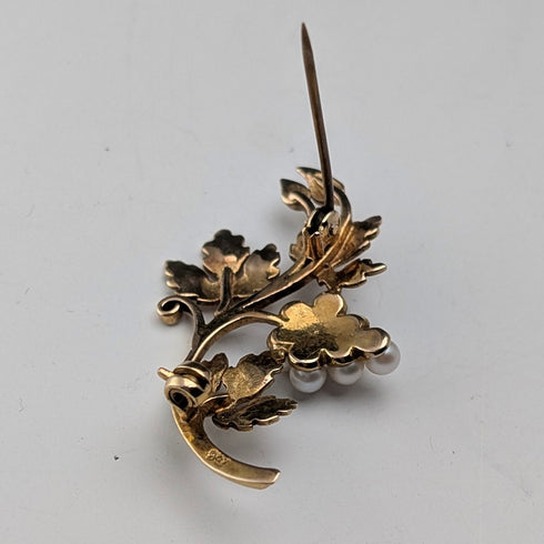 アンティーク 9ctゴールド&パール グレープブローチ ケース入