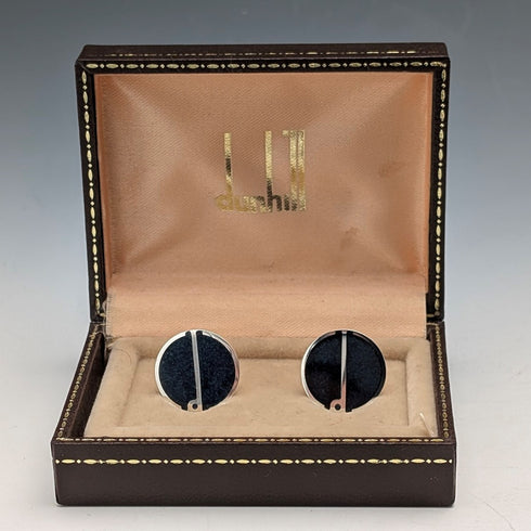 1979 British Vintage Sterling Silver Cufflinks by Dunhill in Case