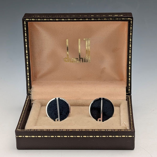 1979 British Vintage Sterling Silver Cufflinks by Dunhill in Case