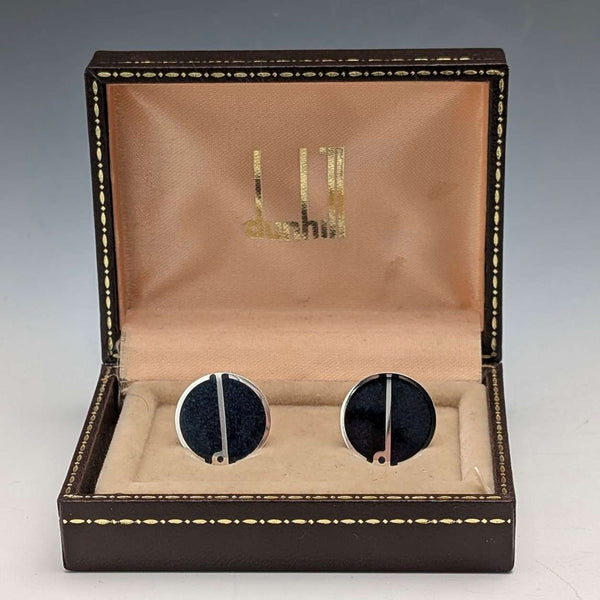1979 British Vintage Sterling Silver Cufflinks by Dunhill in Case