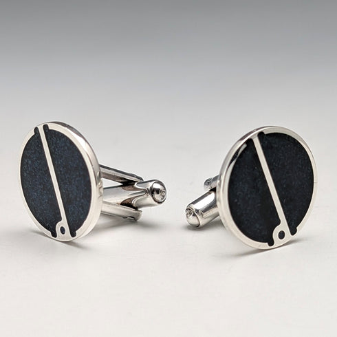 1979 British Vintage Sterling Silver Cufflinks by Dunhill in Case