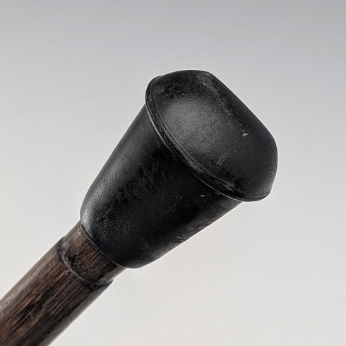 1910 British Antique Brown Shaft, Curved Handle, Pure Silver Decorated Lightweight Walking Stick, 90cm