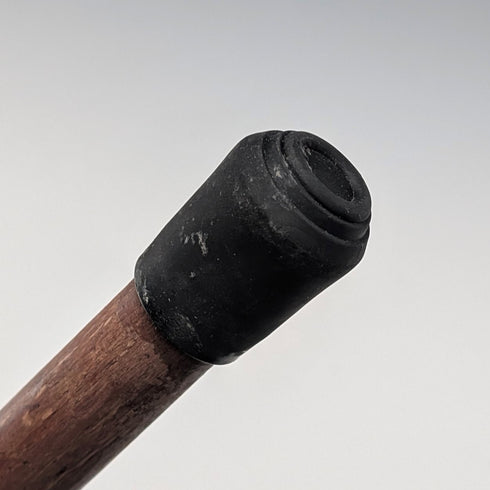 1909 British antique brown shaft engraved sterling silver walking stick with rondelle handle, 88cm