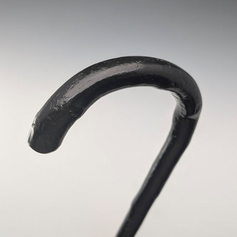 Vintage Twisted Black Shaft Bent Handle Walking Stick 84cm