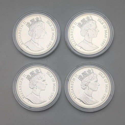 英国マン島 クラウン銀貨 猫の歴史シリーズ:4枚セット PobjoyMint ケース・説明書付