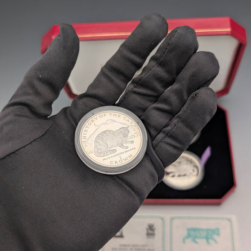 英国マン島 クラウン銀貨 猫の歴史シリーズ:4枚セット PobjoyMint ケース・説明書付