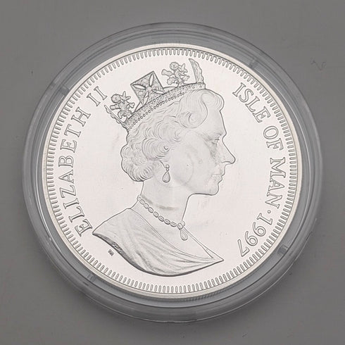 英國曼島銀克朗硬幣“貓的歷史:Miacis dinichtis”,PobjoyMint 出品,含包裝盒和說明書