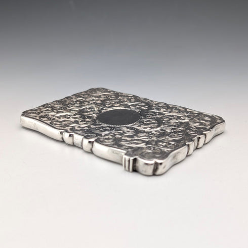 1896年 英国アンティーク スクロール装飾 純銀製カードケース 55g Frederick Marson