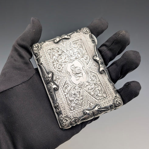 1903年 英国アンティーク 純銀製 両開き型 カードケース E J Houlston