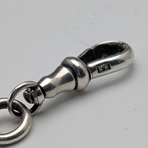 1905年頃 英国ヴィンテージ 純銀製アルバートチェーン 54g 純銀メダルフォブ