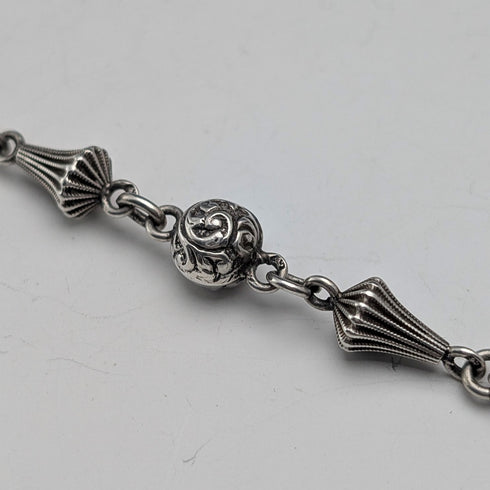 1897年頃 英国アンティーク 純銀製アルバーティナ 25g 純銀タッセルフォブ