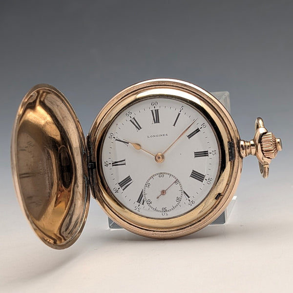 1912年頃 アンティーク ロンジン 懐中時計 金張りハンターケース Cal18.50 動作良好