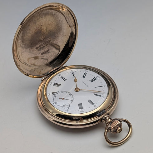 約1912年浪琴古董懷錶,鍍金獵錶殼,18.50型機芯,走時正常