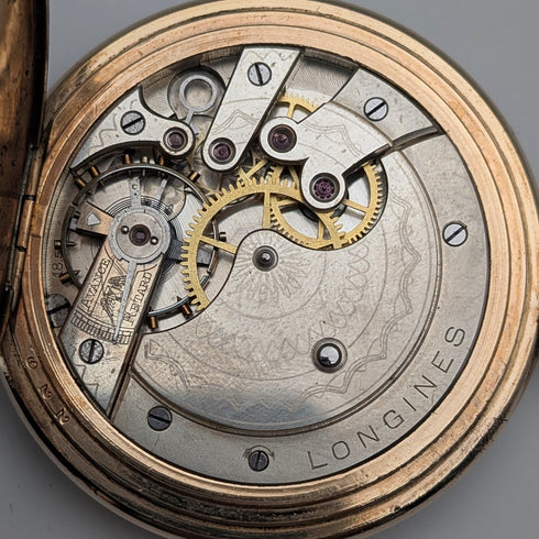 約1912年浪琴古董懷錶,鍍金獵錶殼,18.50型機芯,走時正常